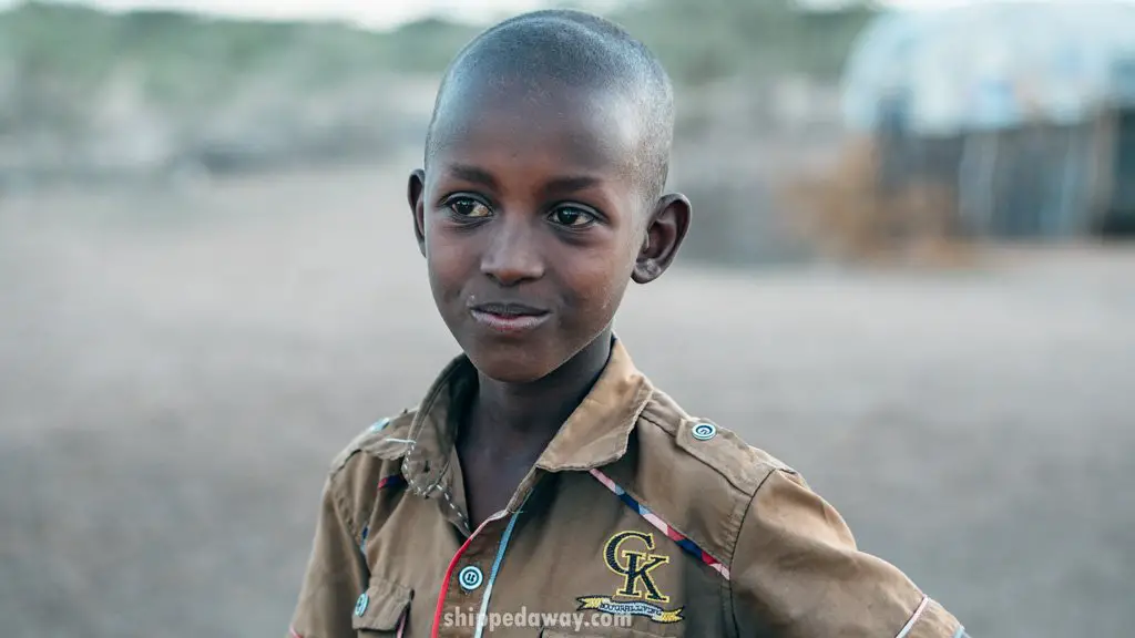 Portrait of a child in the Maasai Samburu tribe in Kenya