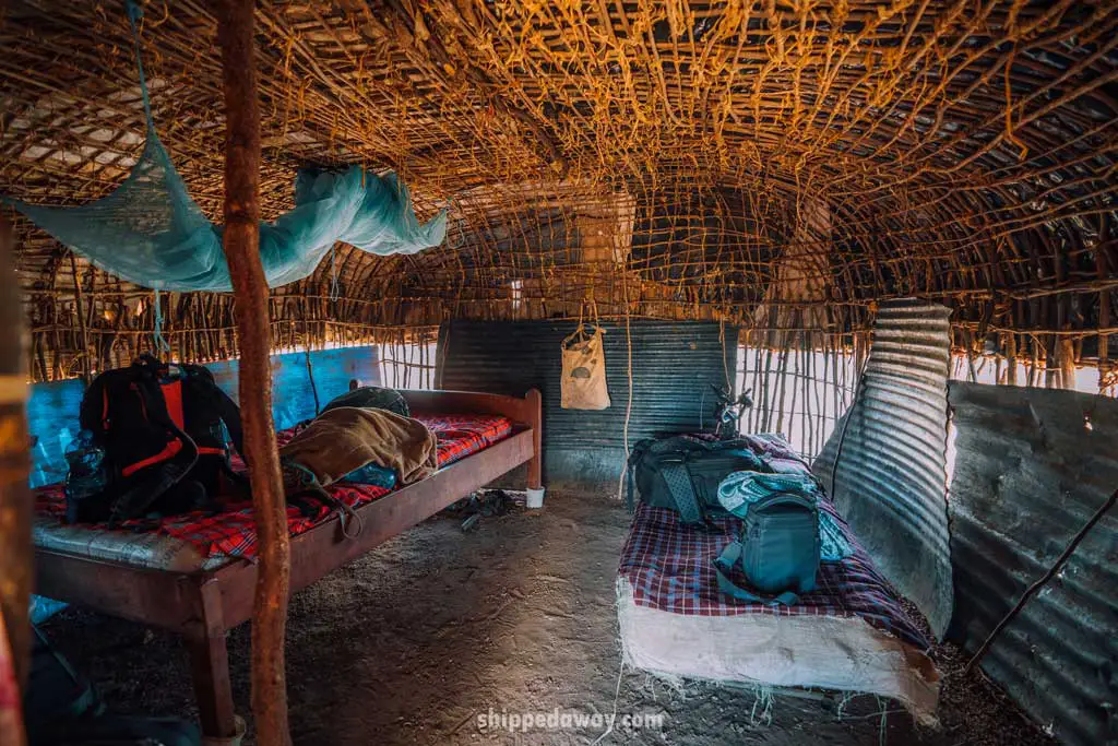 Inside a Maasai Samburu hut in Kenya